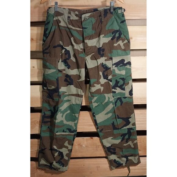 Vtg 90s US Navy Sz Medium-Short BDU Woodland Camouflage Combat Pants Hot Weather - Picture 1 of 16
